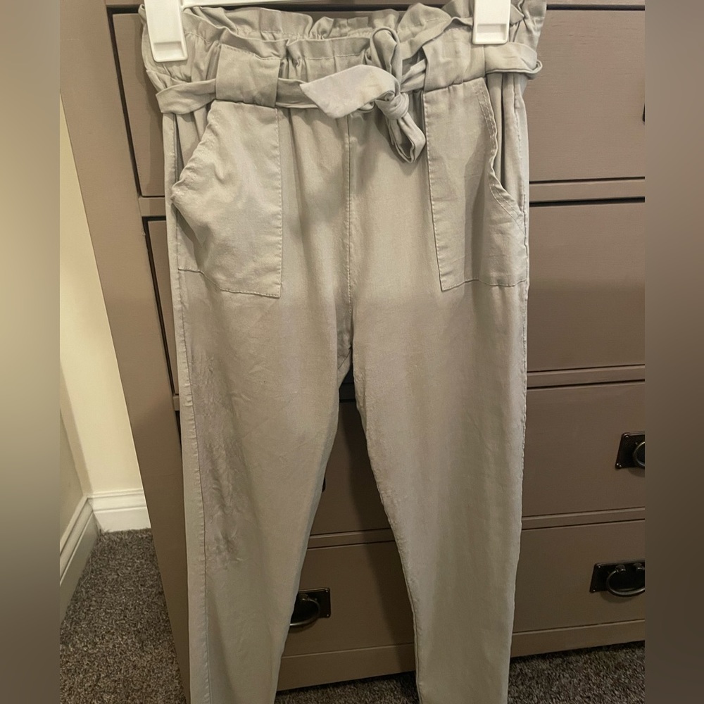 Grey Paper Bag Pants